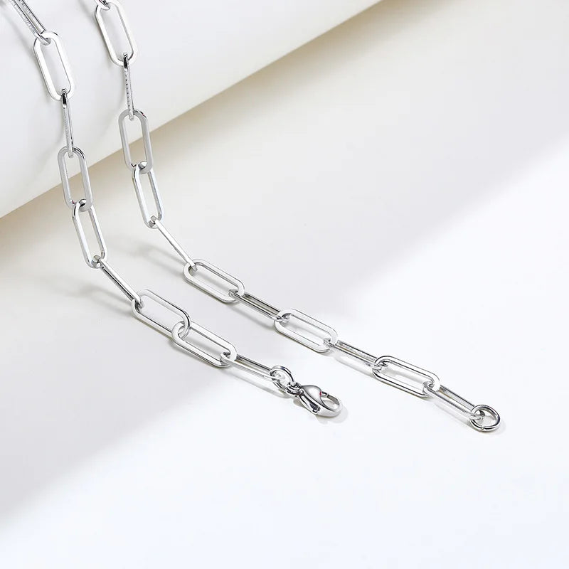 Paper Clip Chain Choker Necklace — Stainless