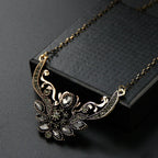 Sunspicems Gray Crystal Bohemia Turkish Women Pendant Necklace Retor Gold Color Indian Flower Charm Choker Wedding