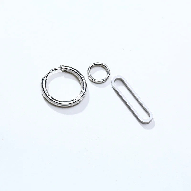 Silver Paperclip Hoop Earrings — Stainless Steel