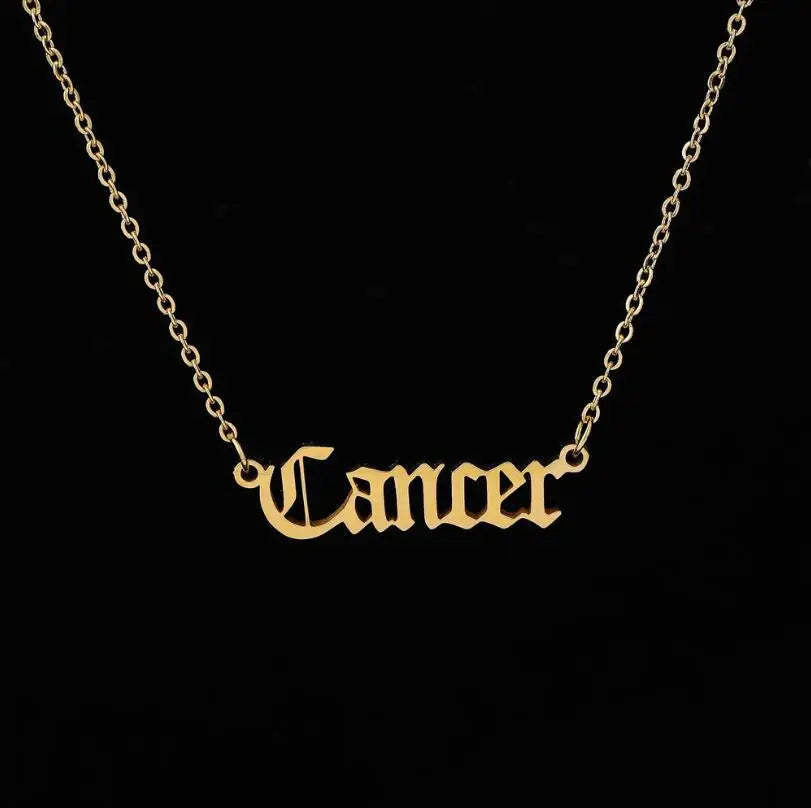 New Constellation Zodiac Necklaces Jewelry for Women Antique Style Designed Letter Taurus Aries Pendant Necklaces Gift Collier