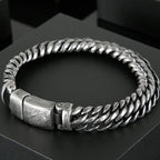 Vintage Man Bracelet 11MM Ancient Black Stainless Steel Men's On Hand Chain Bands Bracelets Male Jewelry Iron Mannen