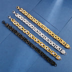 6/8/10mm Width Punk Byzantine Chain Bracelet for Men Gold Black Silver Color Stainless Steel Mens Heavy Bracelets Jewelry