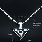 Steel Pendant Dark Enamel Transgender Symbol Triangle