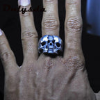 Onlysda Cool Men's Calvarium Skull Ring With Cross Gothic 316L Stainless Steel Biker Anel Motorcycle Band jewellery Gift