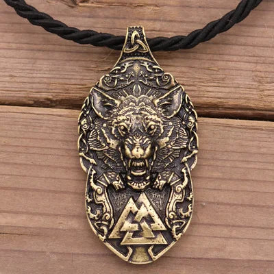 Wolf Head Triskelion Pendant Necklace — Zinc Alloy
