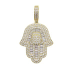 New Hamsa Hand Pendant Necklace 5mm Tennis Chain Hip Hop Iced Out Cubic Zirconia Sliver Color 5A CZ Stone Charm Jewelry