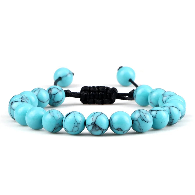 Beads Bracelet Adjustable 8mm Black Onyx Lava Tiger Eye Natural Stone Men Bracelets Healing Yoga Jewelry Gift for Women
