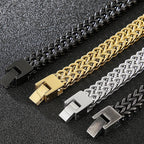 9/10MM Franco Link Curb Chain Man Bracelet Gold Color Stainless Steel Men's On Hand Bracelets Mannen Armband Jewelry