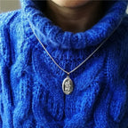 Trendy St. Christopher Pattern Oval Pendant Necklace Women's Necklace Fashion Clavicle Chain Pendant Accessories Party