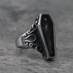 Unique Zombie Vampire Skull Biker Men's Ring Black Stainless Steel Punk Coffin Rings For Men Gothic Ring Wholesale Jewelry Gift