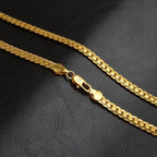 5mm 925 Sterling Silver with Gold Plated Necklace Unisex Flat Snake Link Chain Lobster Clasp Collares Necklaces For Women Men