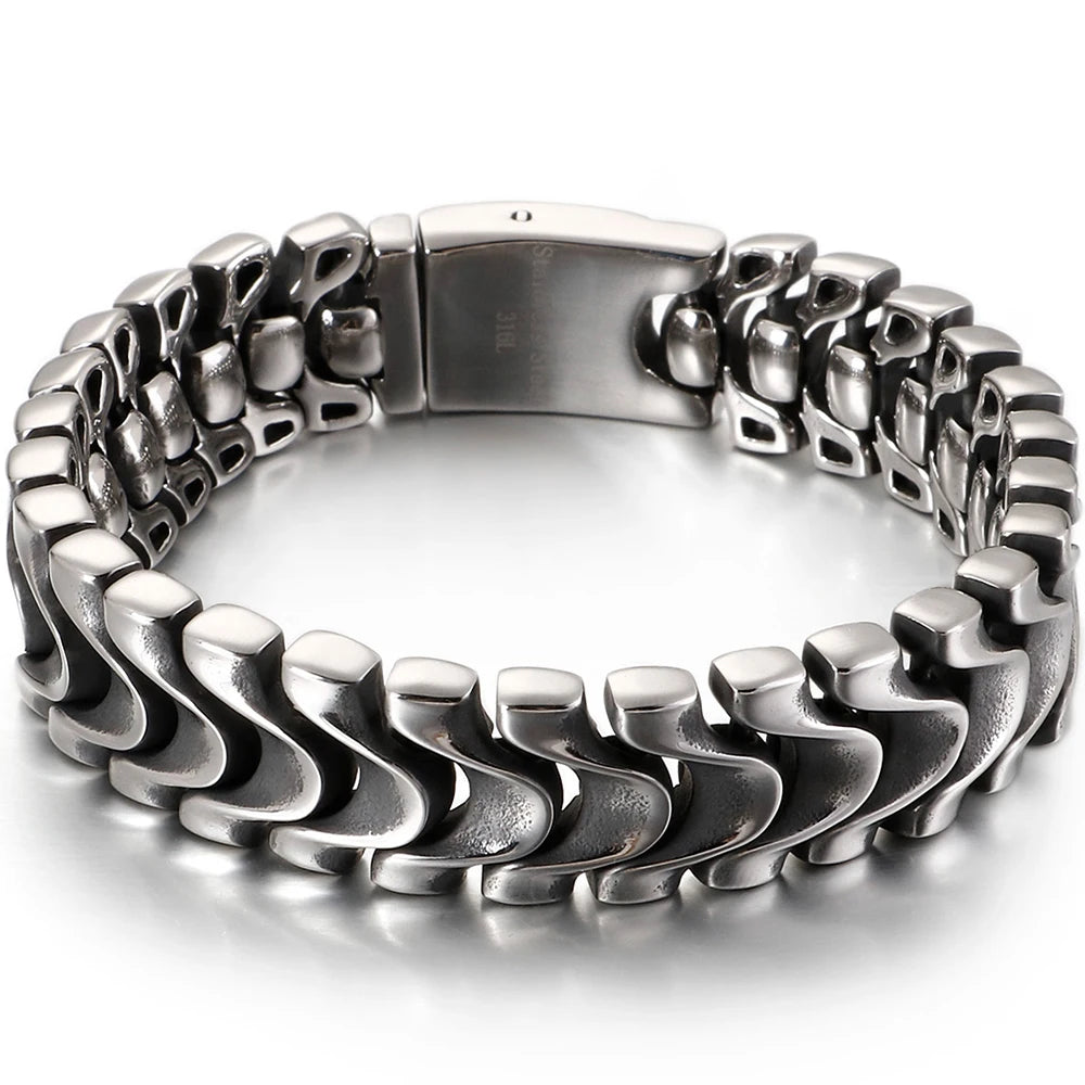 Punk Rocker Skull Bracelet For Men Cool Stainless Steel Men's Chain Bracelets Accessories Gothic Biker Jewelry Male