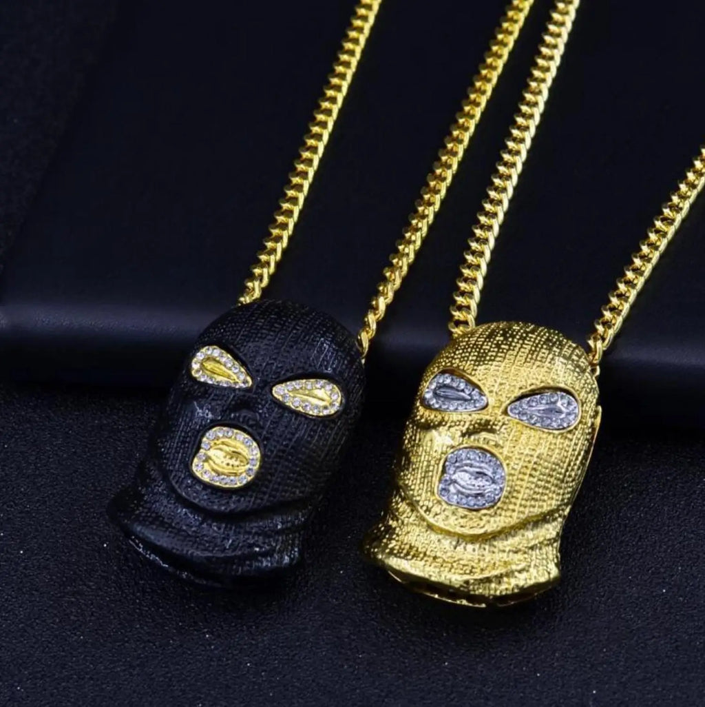 Iced Out Mask Pendant Necklace