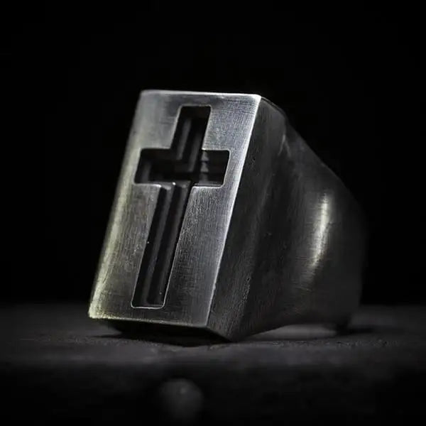 Christmas Goth Cross Ring Men Rings Punk Hip Hop for Boyfriend Male Stainless Steel Jewelry Creativity Gift Wholesale OSR608