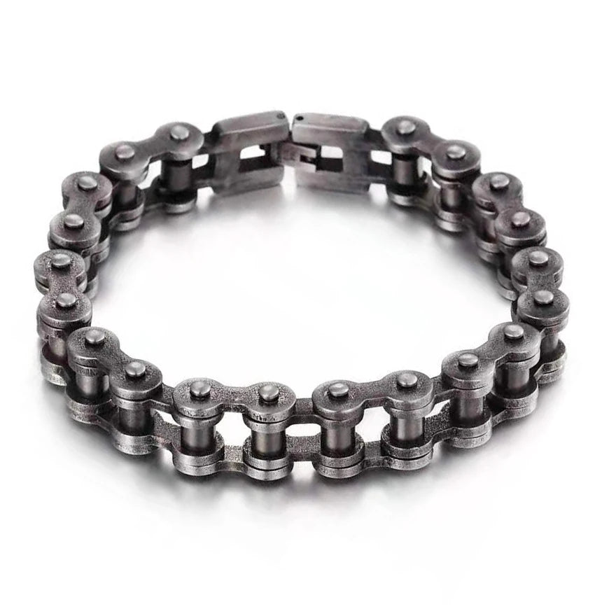 Retro Heavy Brush Stainless Steel Motorcycle Chain Bracelet 11/13MM Wide Mens Women Bike Biker Bracelets Hip-Hop Jewelry 19-23cm