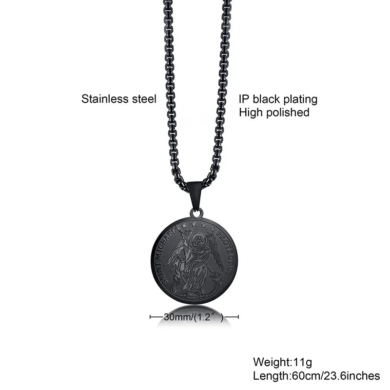 Men Necklace,Seal of the Seven Archangels Necklaces,Stainless Steel The 7 Archangels Sigil, Solomon Kabbalah Amulet Pendants