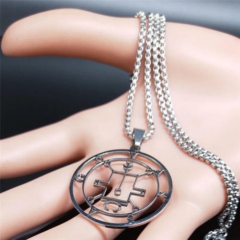 Silver Demon Seal Statement Necklace — Stainless Steel