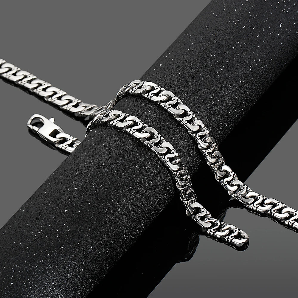 9MM Stainless Steel Chain Men's Bracelets On Hand Necklace For Men Chokers Length Adjustable Fashion Male Iron