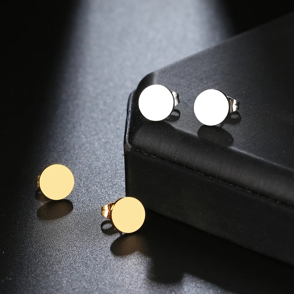 Stainless Steel Earrings Minimalist Round Fashion Stud Earrings Classic Simple Earrings For Women 2022 Jewelry Wedding