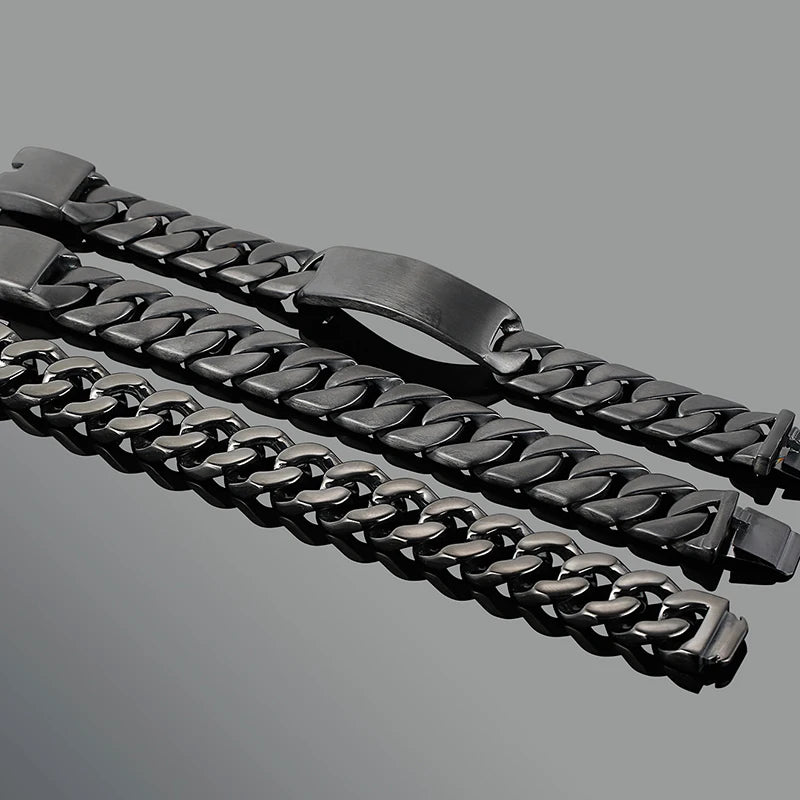 Masculine Brushed Black Stainless Steel Bracelet for Man Men's Bracelets Nickel-Free Hypoallergenic Jewelry Gifts for