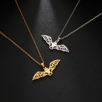 Flying Bat Cutout Pendant Necklace — Stainless Steel