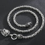 Massive Gothic Lion Head Charm Pendant Necklace For Man Stainless Steel 71CM Long Chain Birthday Jewelry Gifts For