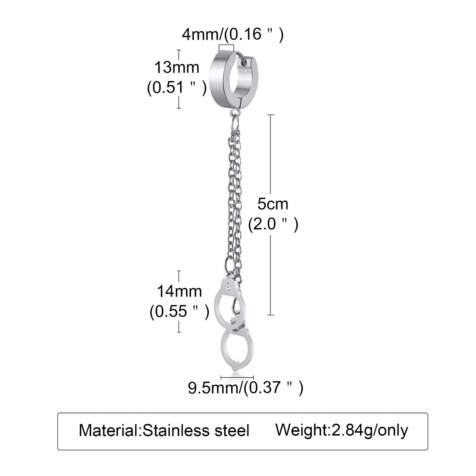 Spike Single Huggie Earrings — Stainless Steel