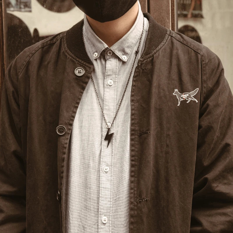 Stainless Steel Lightning Simple Retro Hip Hop Pendant Necklace Men and Women Couple Gift Sweater Chain