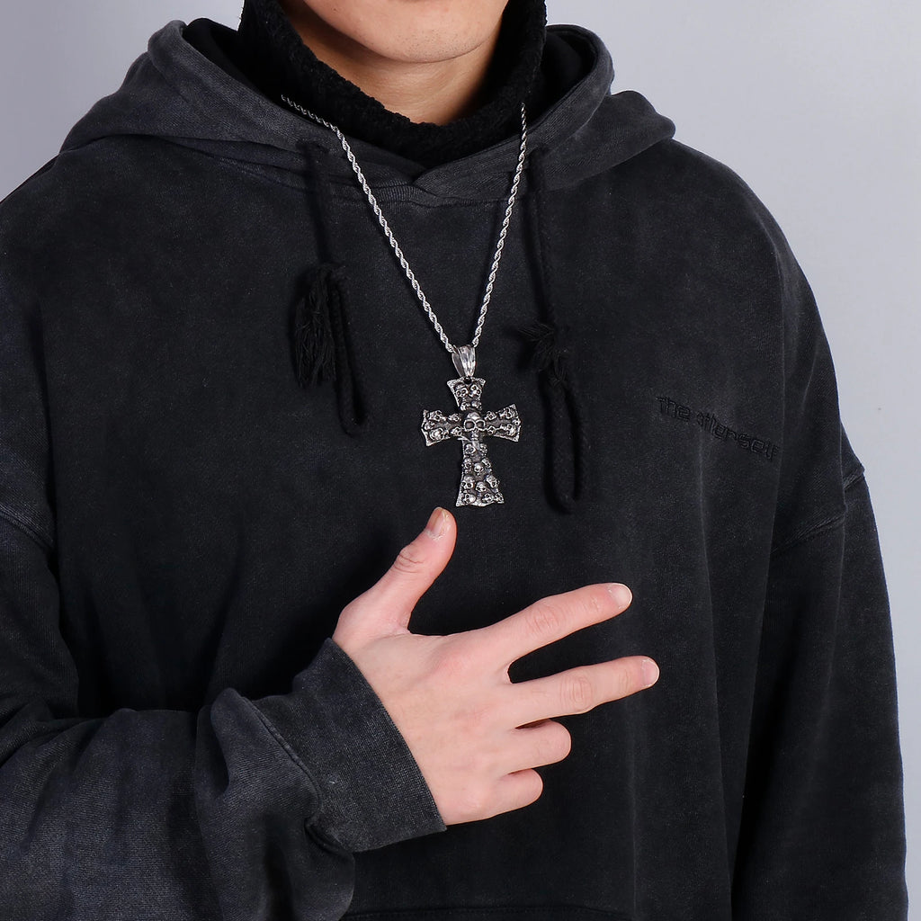 Evil Cross Ghost Skull Pendant Necklace — Stainless