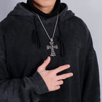 Evil Cross Ghost Skull Pendant Necklace — Stainless