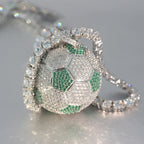 Iced Out Soccer Ball Pendant — Two-Tone Silver Gold