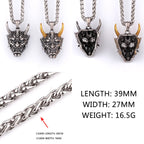 Retro Prajna Punk Gothic Evil Demon Skull Mask Pendant Necklace Cool Guy Hip Hop Rock Party Sweater Chain Jewelry Wholesale