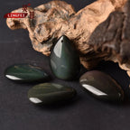 Natural Black Obsidian Rainbow Green Purple Flash Light Pendant Water Drop Necklace Drop Shipping