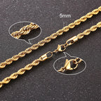 Vnox 2-5mm Rope Chain Necklaces for Men Women, Twisted Sigapore Links Choker, Basic Casual Punk Rock Stainless Steel Male Collar