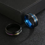 Letdiffery Hot Sale Groove Rings Black Blue Punk Stainless Steel Midi Rings For Men Charm Women Jewelry Dropshipping Wholesale