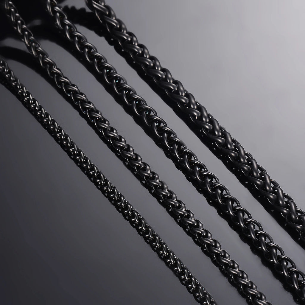 1 piece Width 3mm/4mm/5mm/6mm Black Color Keel Link Chain Necklace For Men Women Stainless Steel Chain Necklace
