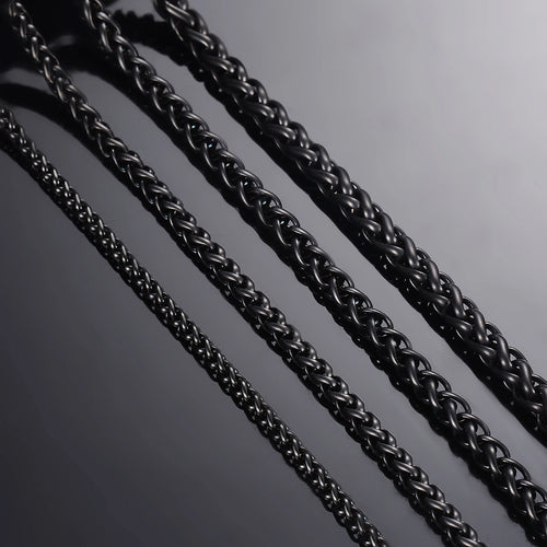 1 piece Width 3mm/4mm/5mm/6mm Black Color Keel Link Chain Necklace For Men Women Stainless Steel Chain Necklace