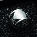 Saint Benedict Medal Cutout Open Ring — Stainless Steel