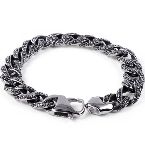 12MM 316L Stainless Steel Cuban Chain Bracelet Man Vintage Men's Bracelets Male Viking Jewelry Armband Boyfriend