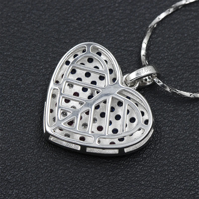 American Flag Heart Pendant — 925 Silver