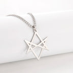 Thelema Unicursal Hexagonal Symbol Men's Stainless Steel Necklace Vintage Simple Pendant Religious Talisman Emblem