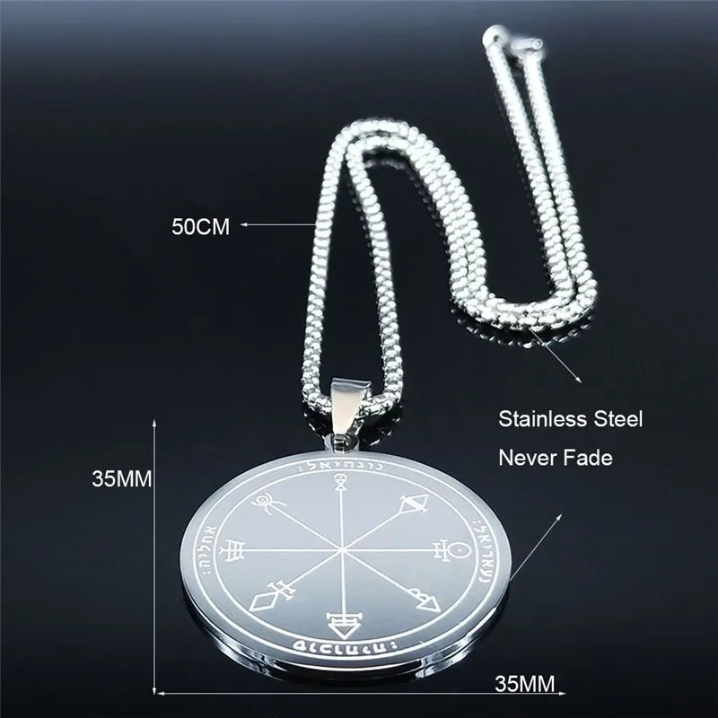 Solomon Seal Protection Pendant — Stainless