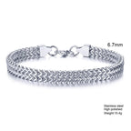 Stylish Stainless Steel Bali Foxtail Chain Bracelet for Men,Double Franco Link Chain Bracelets,Male Jewelry Gift for
