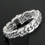 Fongten 21cm Cross Bracelets For Men Stainless Steel Cuban Link Chain Wristband Bangle Bracelets Silver Color Male