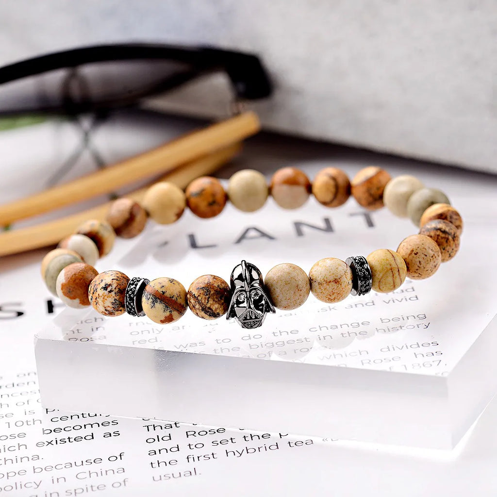 Charm Mens CZ Beaded Bracelets 8mm Bright Black Lava Stone Bracelets Homme Black Matte Bracelets For Women Dropshipping