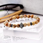 Charm Mens CZ Beaded Bracelets 8mm Bright Black Lava Stone Bracelets Homme Black Matte Bracelets For Women Dropshipping