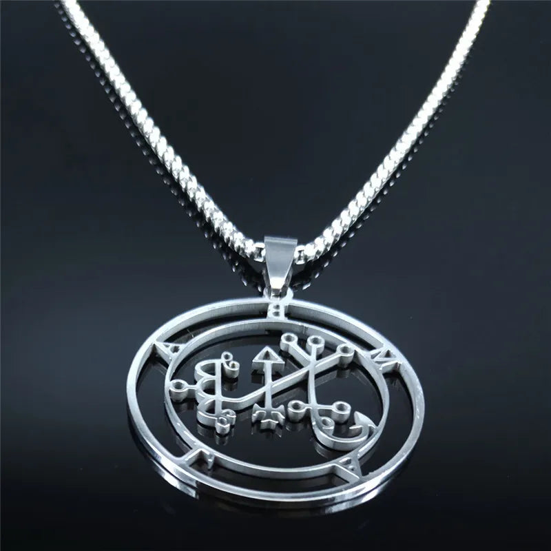 Demon Silver Pendant Seal Satan Balam Colar N7012s03