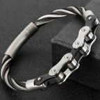 Black Stainless Steel Men's Bracelet Gold Color Handmade Braided Bicycle Motorcycle Chain Bracelets For Men Male Hand