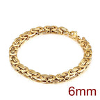 6/8/10mm Width Punk Byzantine Chain Bracelet for Men Gold Black Silver Color Stainless Steel Mens Heavy Bracelets Jewelry