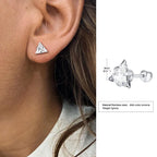 Iced Out Triangle Zircon Stud Earrings — SS